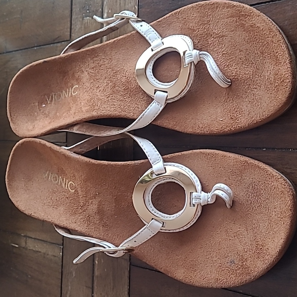 Vionic Karina Gold White Wedge Sandal  Size 10
